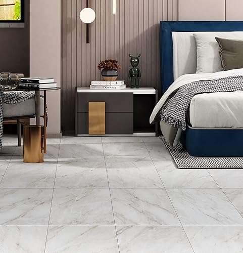 Miniatura 8 de Livelynine Light Grey Peel and Stick Flooring Bathroom Floor Tile Peel and Stick Vinyl Flooring Sheet Kitchen Waterproof Laminate Flooring Tiles