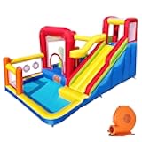 Bounce House, Inflatable Bounce Castle with Blower for Kids, Blow Up Jumping Bouncer with Slide, Climbing Wall, Obstacles, Trampoline, Ball Pit Pool for Indoor Outdoor