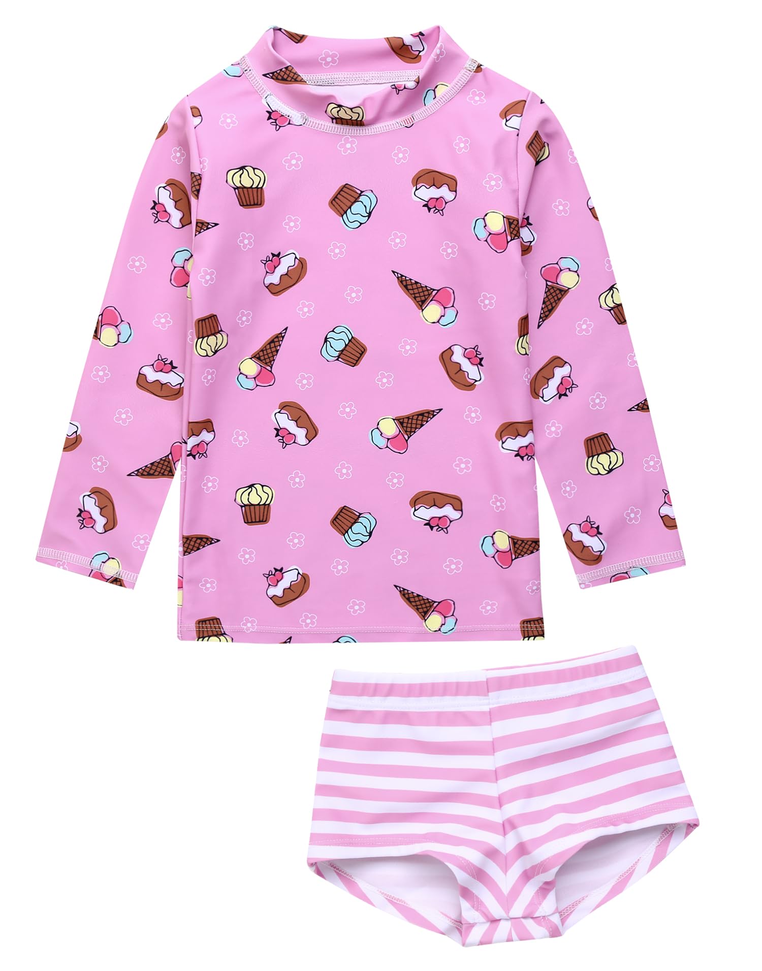 VAENAIT BABY Girls Rash Guard Swimsuit UPF 50+ Long Sleeve Toddler Bathing Suit Ribbon Stawberry Floral Fruit for 2~8Years
