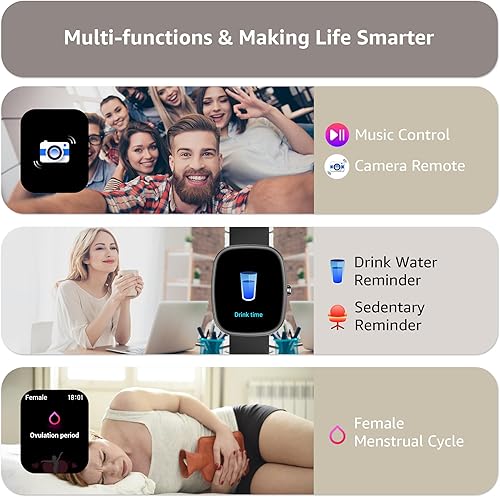 Miniatura 6 de Reloj inteligente para hombres y mujeres, responderhacer llamadas, reloj de fitness HD de 1.83 pulgadas con monitor de frecuencia cardíaca, presión