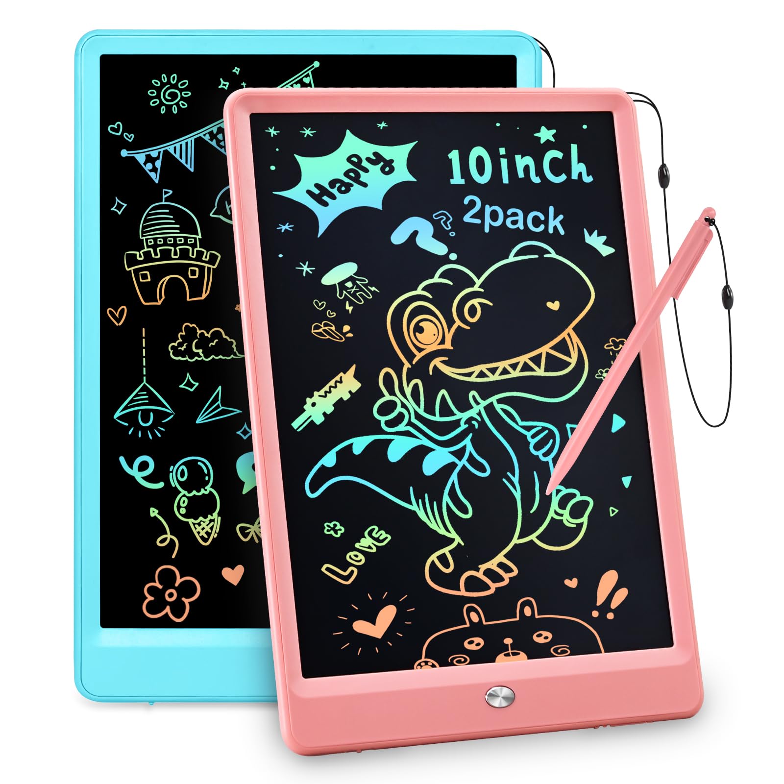 BlueSwan 2er Pack LCD Schreibtafel 10 Zoll, Maltafel für Kinder ab 3 Jahren - Lernspielzeug Geschenk für Mädchen und Jungen