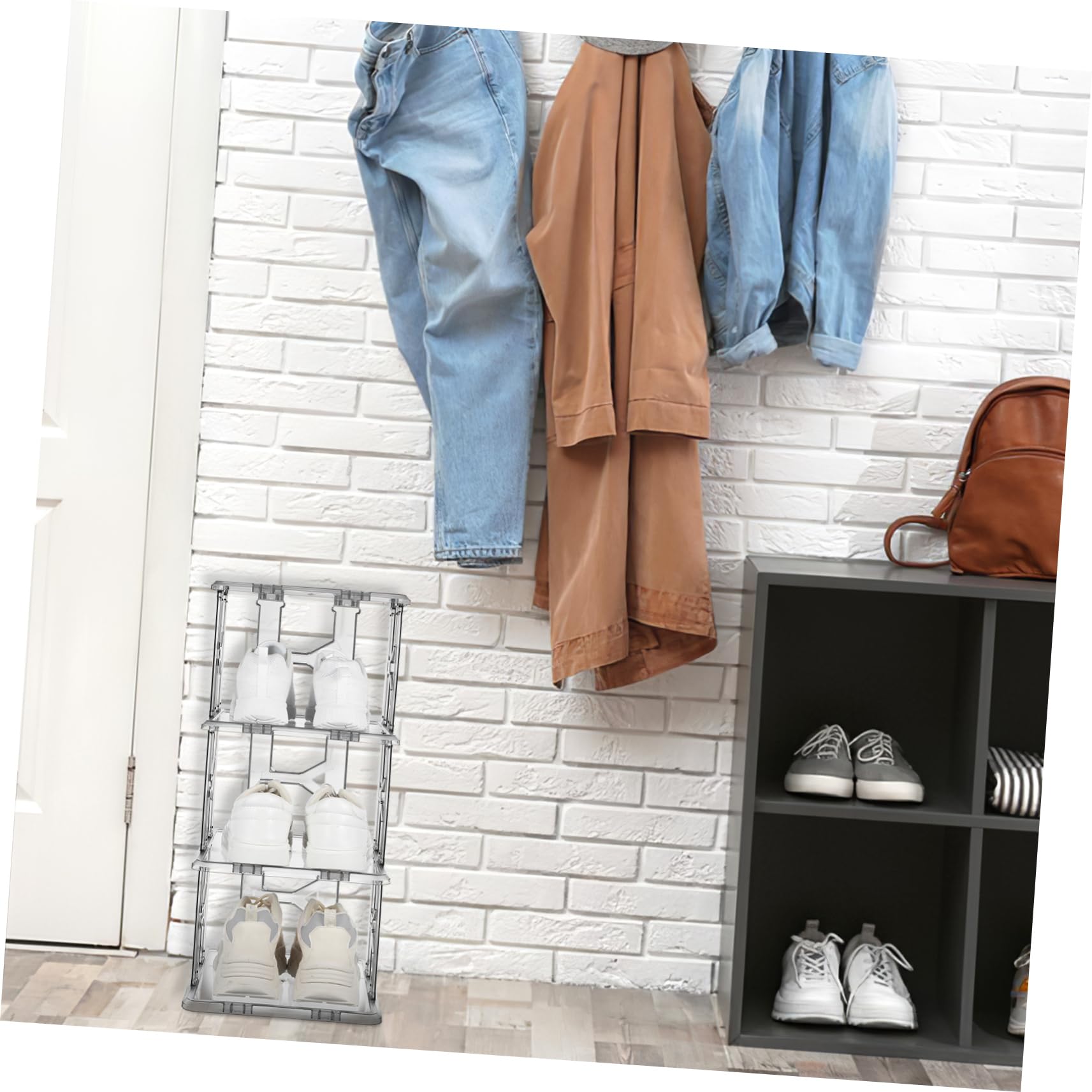 VALICLUD Organizador de Zapatos Vertical Porta Zapatos Ahorra Espacio 4 Niveles Plástico Transparente para Entradas