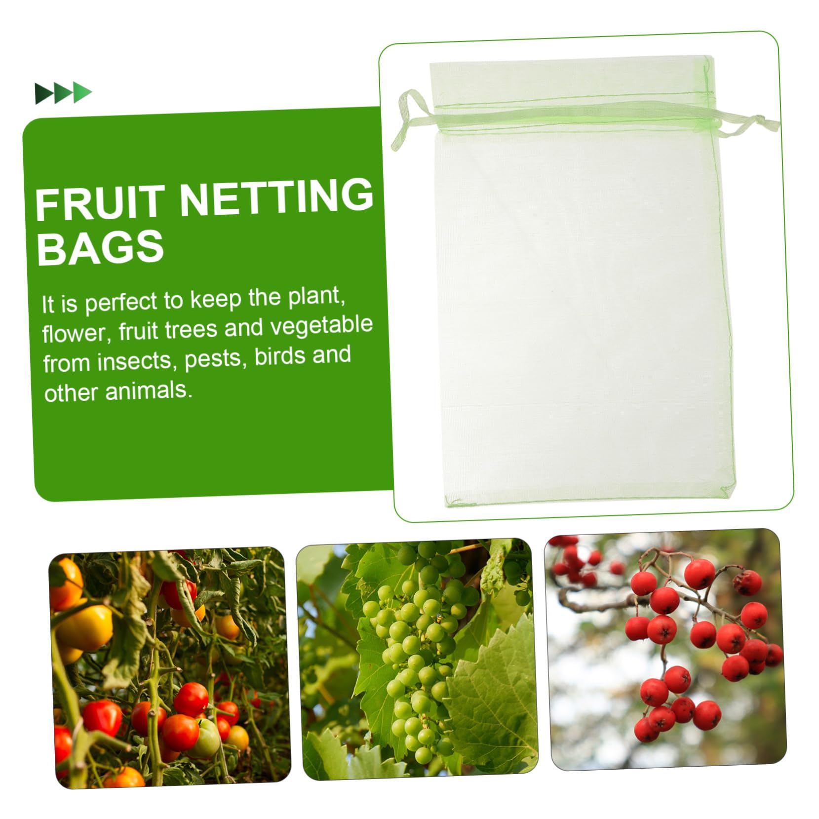 100 Piezas Bolsas Protectoras para Frutas y Malla Verde Protección contra Pájaros Insectos para Huertos y Plantaciones