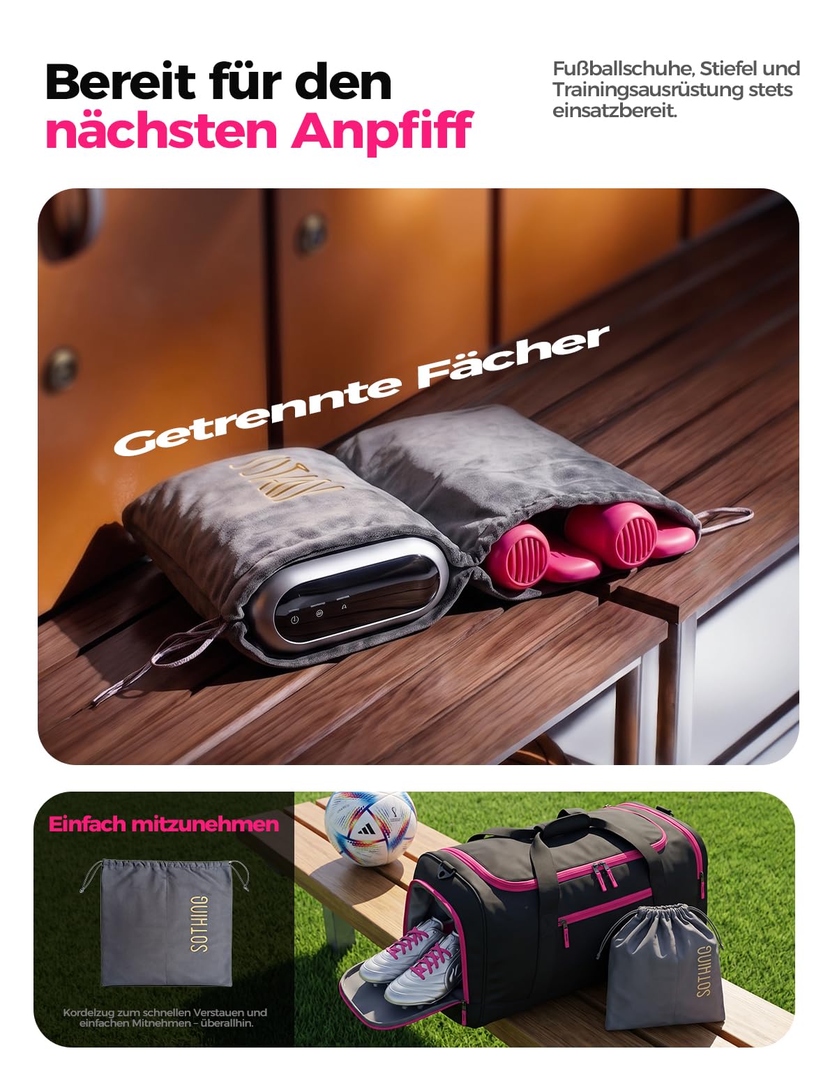 SOTHING Schuhtrockner elektrisch mit Ozon für Fussballschuhe und Stiefel