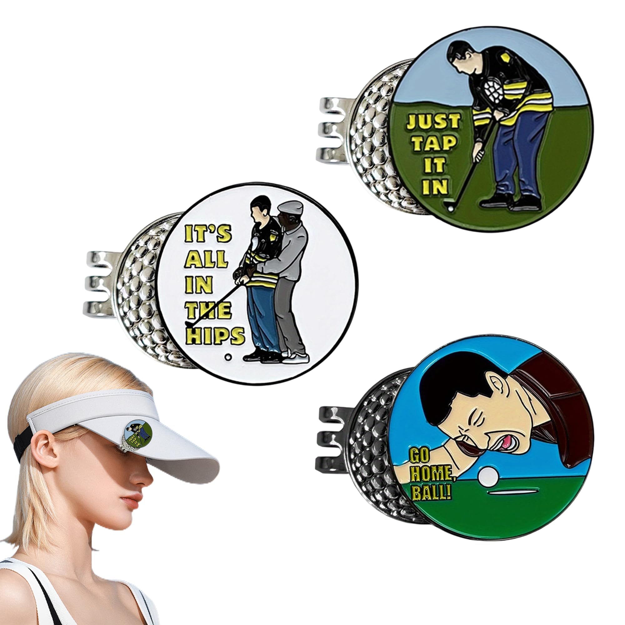 Bansusu Ball Marker Hat Clip, Golf Ball Marker Hat Clip, 3Pcs