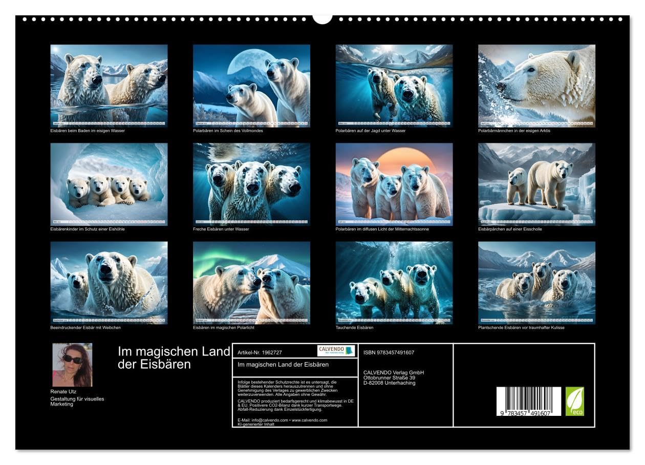 Im magischen Land der Eisbären (hochwertiger Premium Wandkalender 2026 DIN A2 quer), Kunstdruck in Hochglanz: Zauberhafte Bilder von Polarbären in ... Welt im ewigen Eis (CALVENDO Tiere)