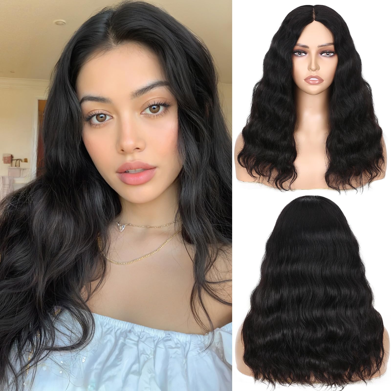 WIGNEE 18 Inch Human Hair Wig 4x1 Lace Natural Wave Virgin Human Hair Wigs 12A Grade Unprocessed Lace Front Wigs for Women