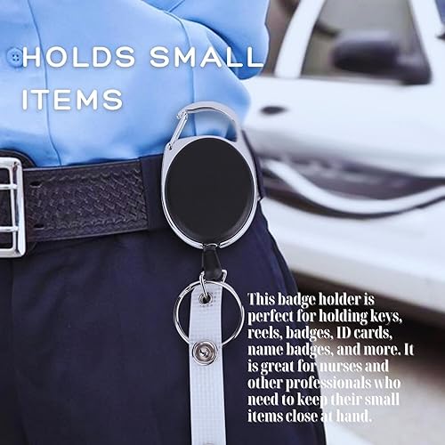 Miniatura 5 de Backlash - Llavero retráctil de cuerda de nailon para llavero de aro de identificación con carrete de identificación retráctil, mosquetón retráctil