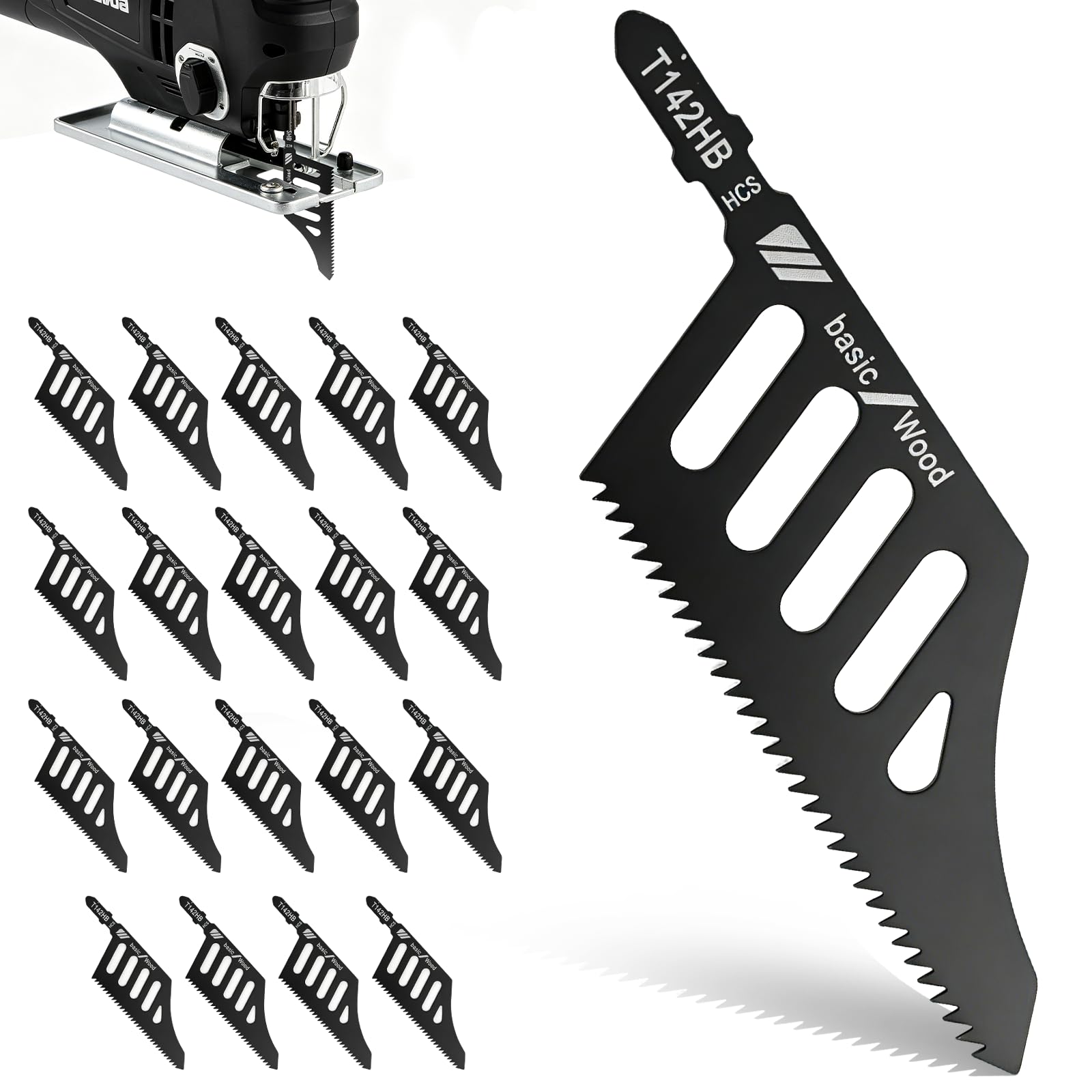GoldOars 20Pcs Flush Cutting Jigsaw Blade for Wood 111mm 11TPI