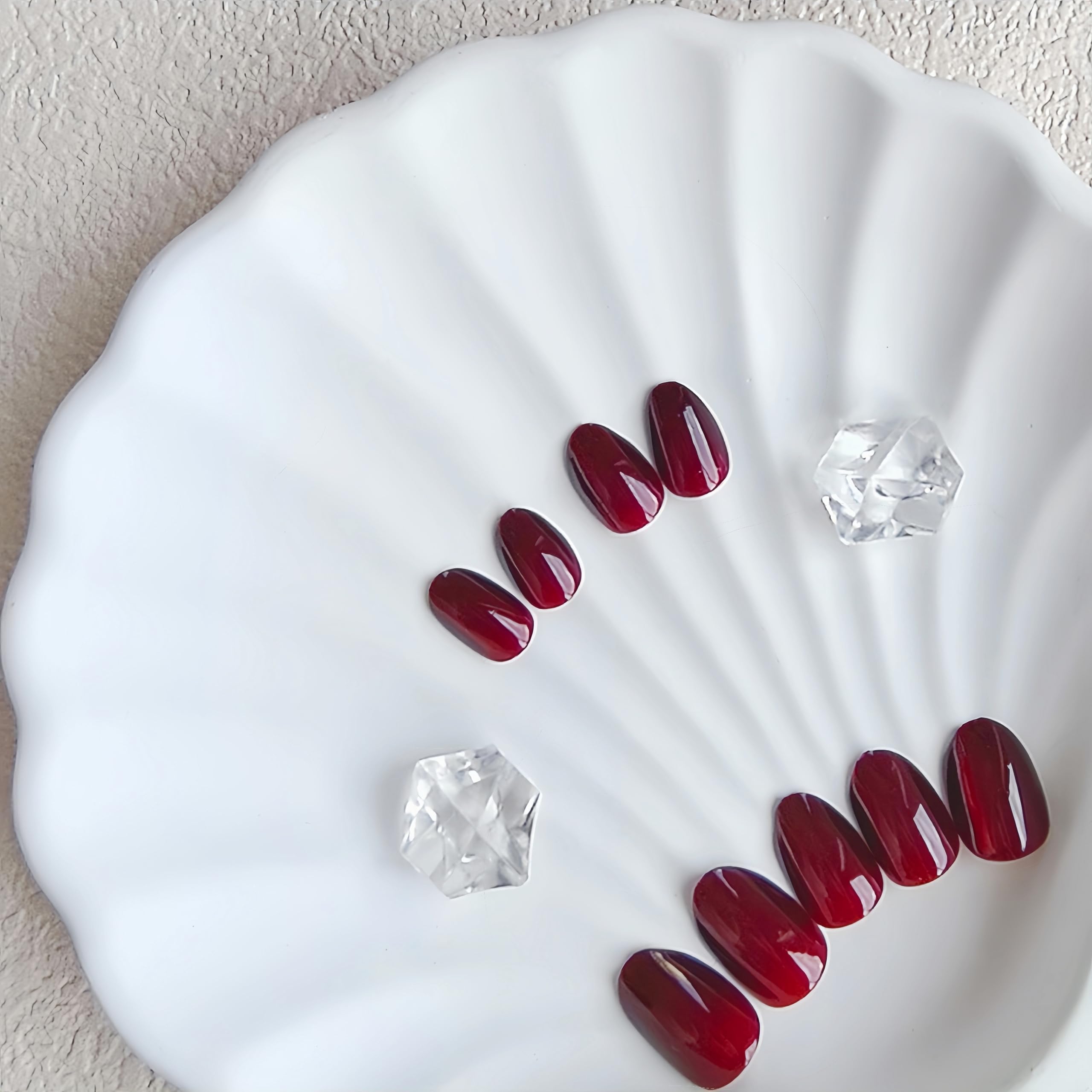 SXVME Soft Gel Press on Nails Extra Short Oval, 30 Pcs Dark Red Cat Eye False Nails Short Almond - Image 4