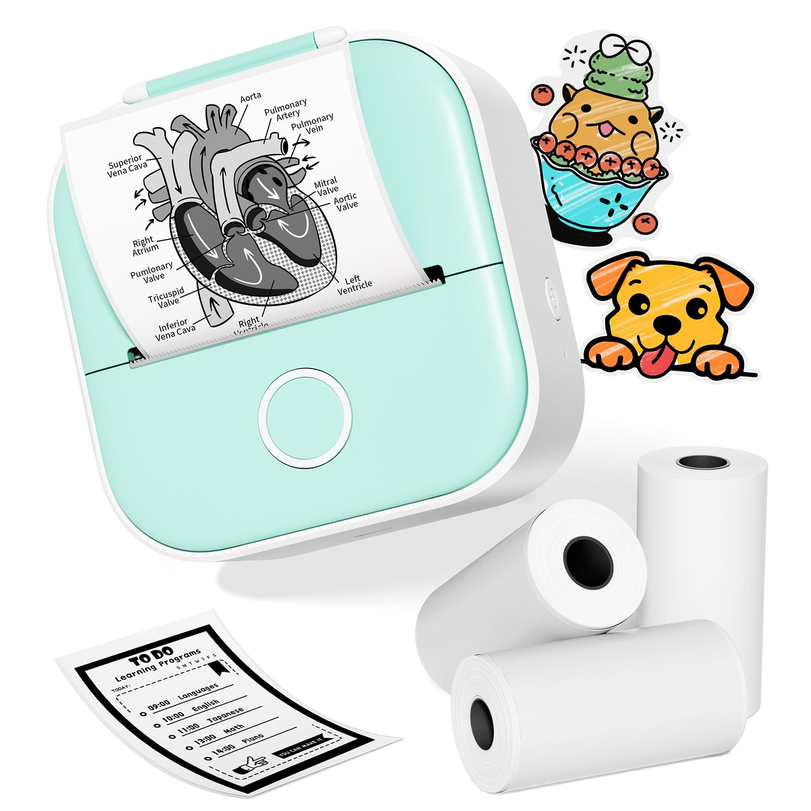 Ponek Sticker Printer Machine - T02 Portable Bluetooth Thermal Mini Printer | Receipt Printers for Phone, Mini Print Pods with 3 Rolls Thermal Paper for Journal, Memo, Picture-picture-10