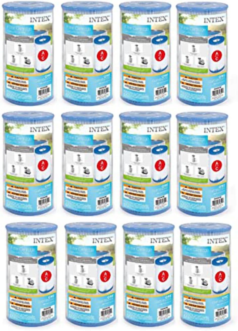 Intex Pool Easy Set Type A Replacement Filter Pump Cartridge (12 Pack) | 29000E
