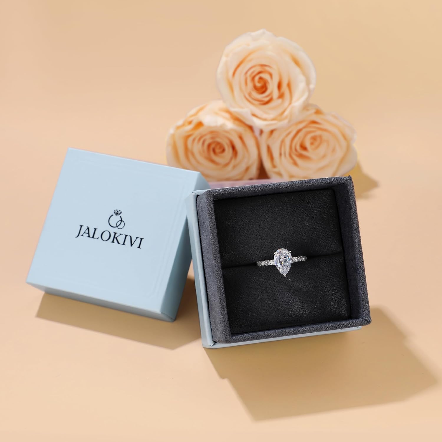 925 Sterling Silver Engagement Rings for Women Pear Cut Cubic Zirconia Wedding Promise Rings for Her Size 4-12.5 - Image 6