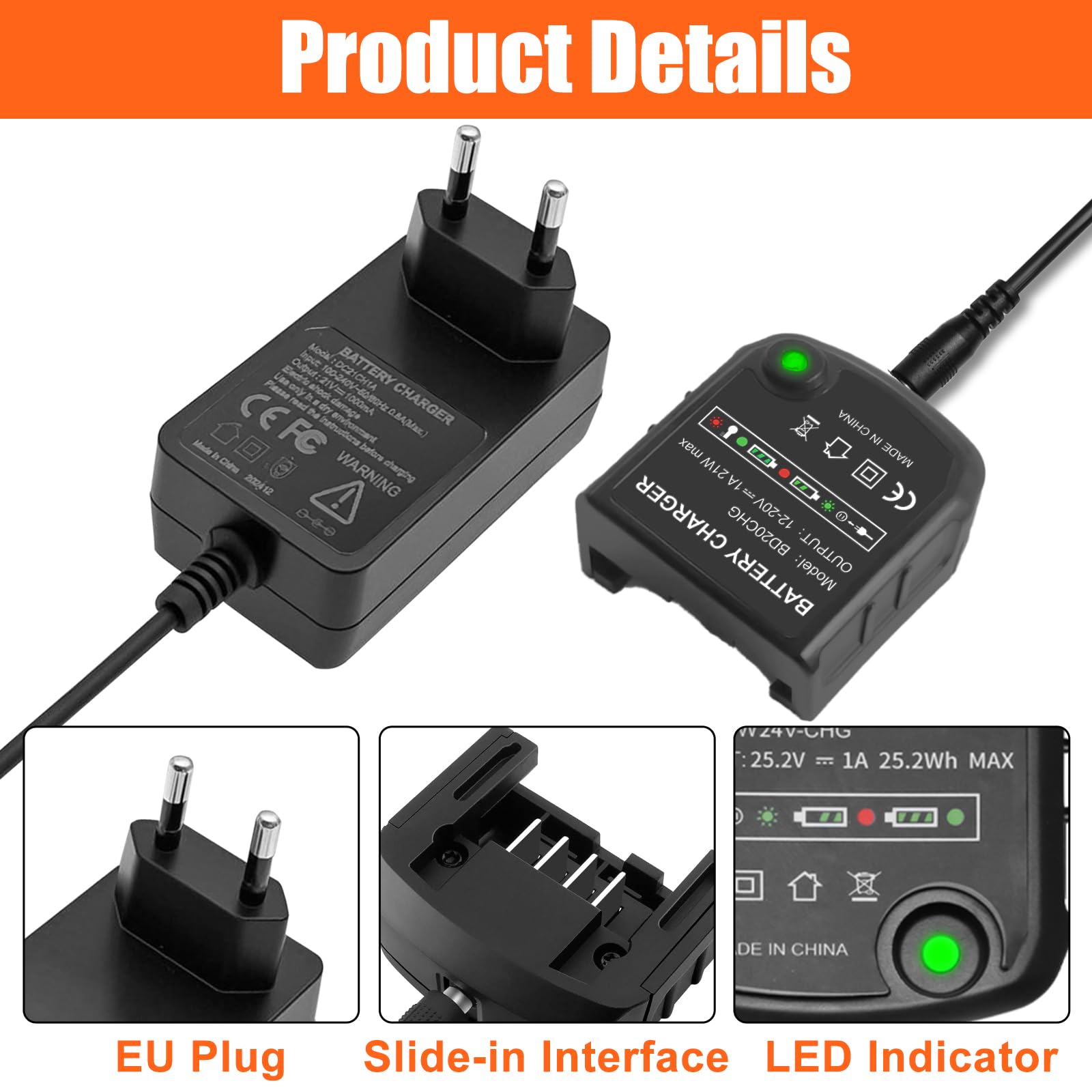 ENERGUP 18V/20V Chargeur de Remplacement pour Black and Decker Batterie 18V BL2018 LBXR20 LBXR20B LBX4020 BL1518 BL4018