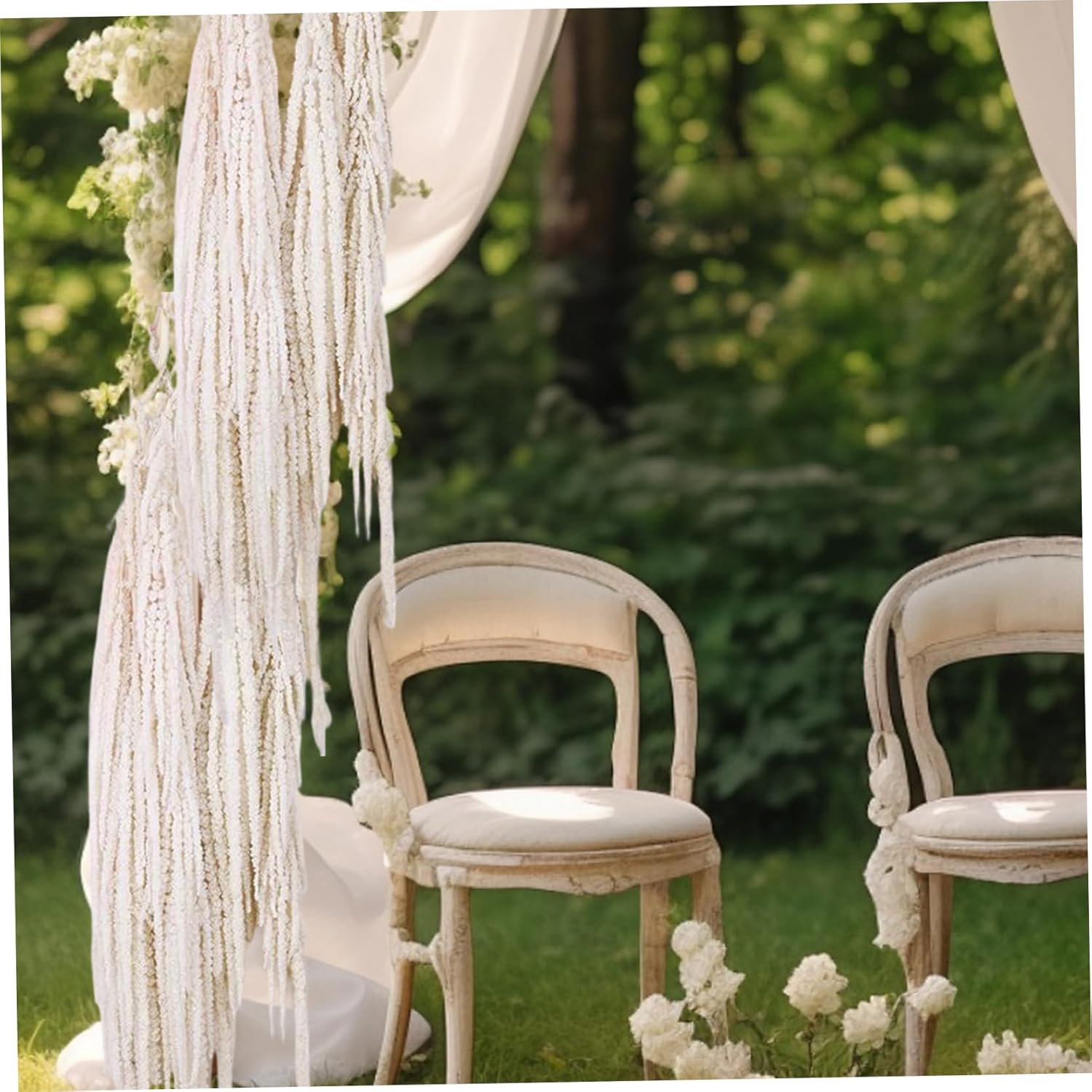 Dried Flower Bouquet, 24-31.5" Hanging Dried Amaranthus, Lifelike Natural Vine Flowers, Reusable Plants for Wedding Bouquet Wall Home Party Decor, White....