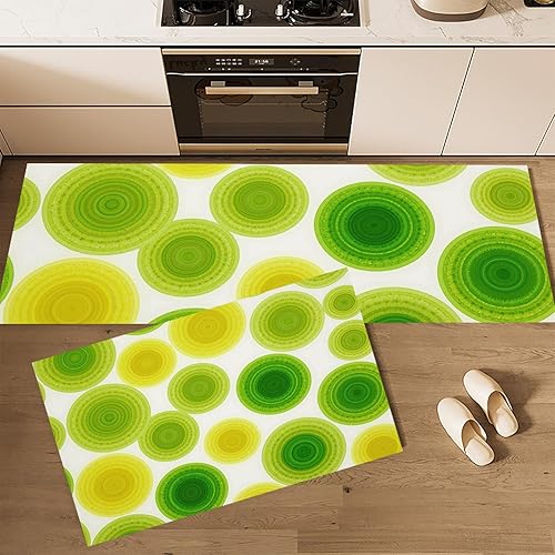 Modern Geometric Pattern Kitchen Rug Set 2 Pieces, Non-Slip and