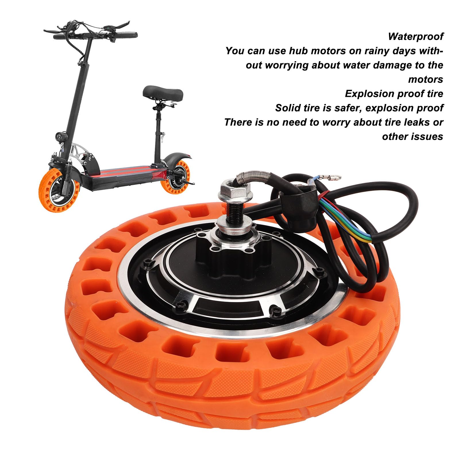 Motore Elettrico 48V 500W Per Scooter E Bici - Ruota Da 10 Pollici Con Freno A Disco Senza Spazzole - Foto 5