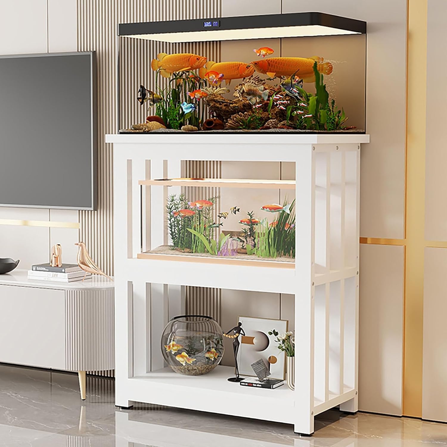 Étagère de rangement en acier multi-niveau pour aquarium 80x40x100cm