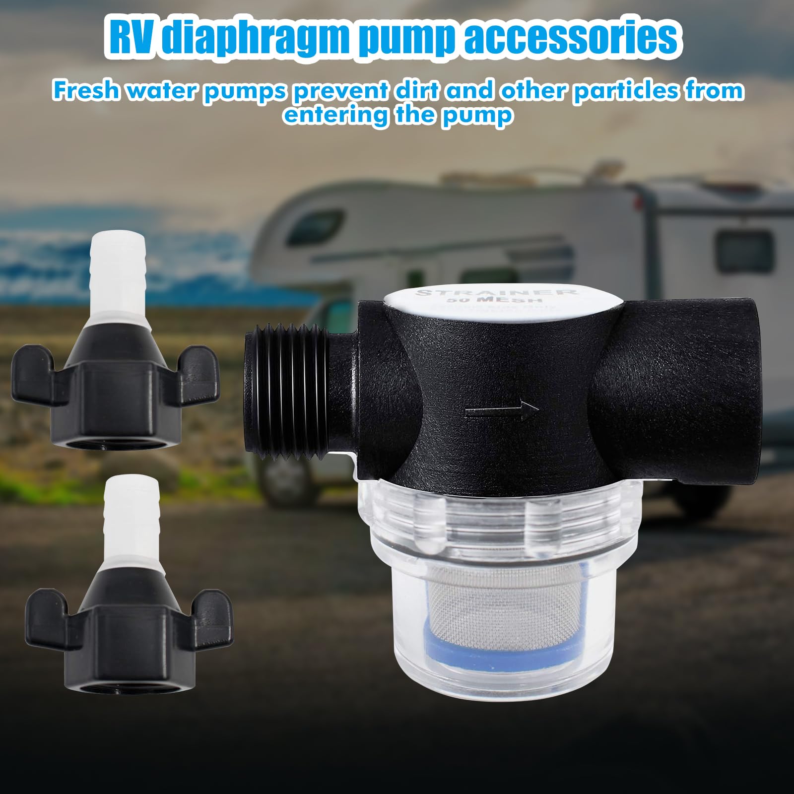 filtro universale per acqua, filtro fine in acciaio inox, serbatoio, camper, pompe giardino, impianto idraulico domestico