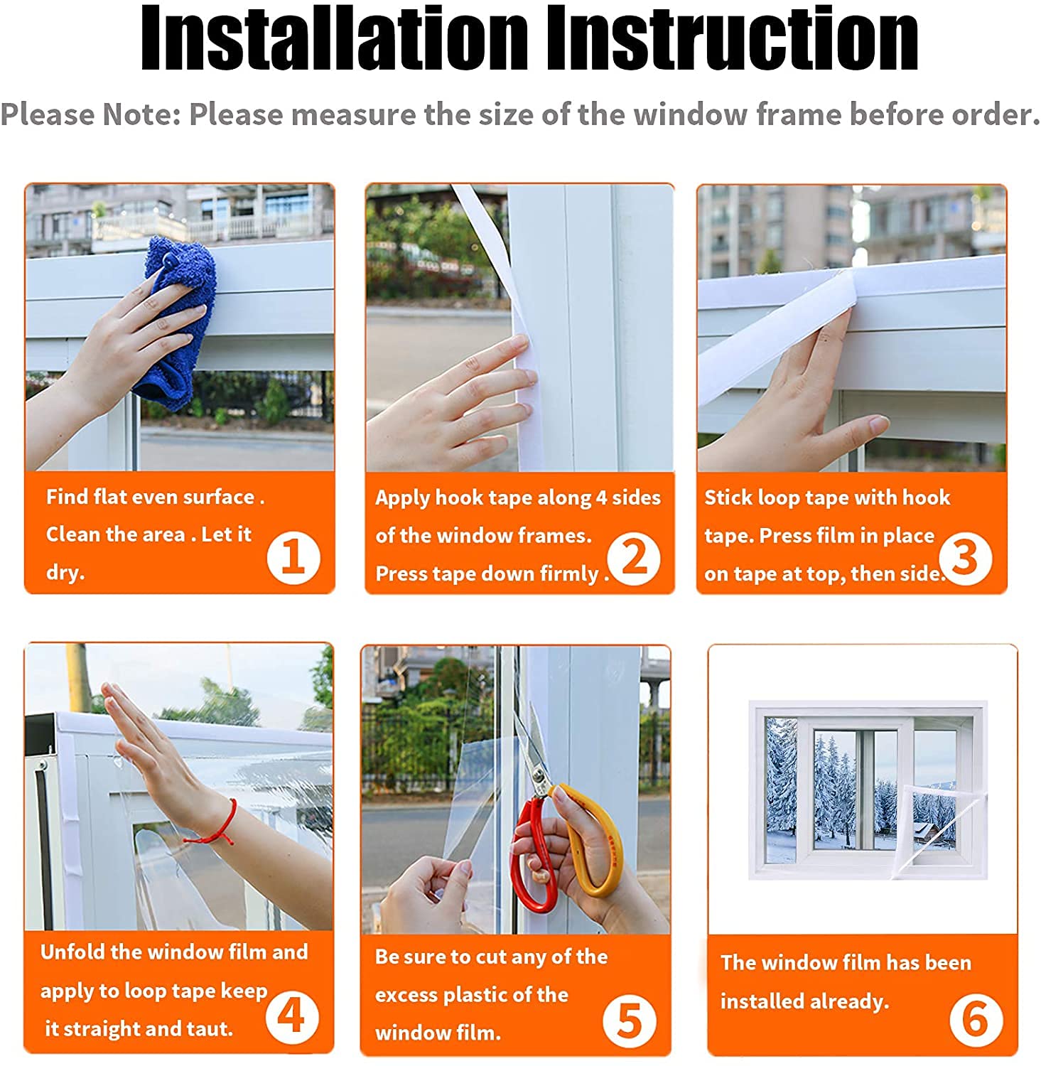 Film isolant pour fenêtre, intérieur résistant à la chaleur,kit isolant pour porte et fenêtre,Film de survitrage thermo Cover transparent1.2m x 2m,Essentiel d'hiver (120cmX200cm)
