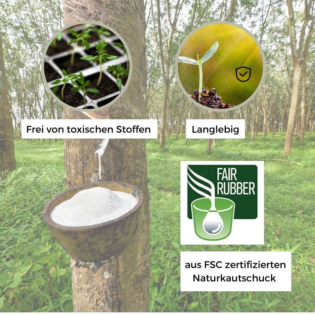 6er Saatgutschale L – Anzuchttöpfe je 5 x 4 cm – Aus Fair Trade Naturkautschuk – Anzuchtplatte für 6 Setzlinge – Aussaatplatten nachhaltig und umweltfreundlich ohne Plastik