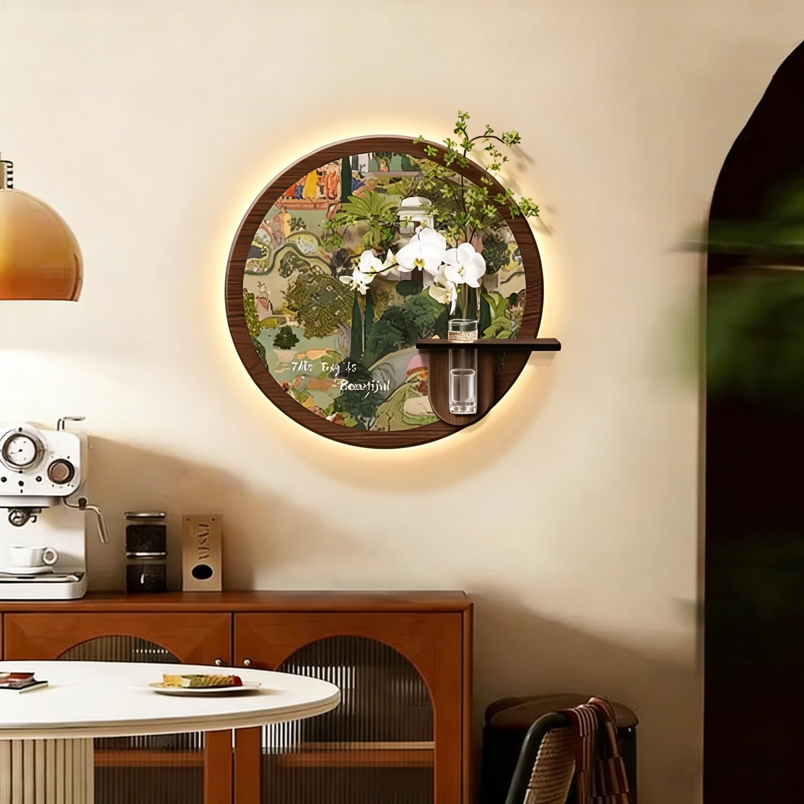 Décoration murale ronde 3D LED en porcelaine pour illuminer chaleureusement votre entrée et salon