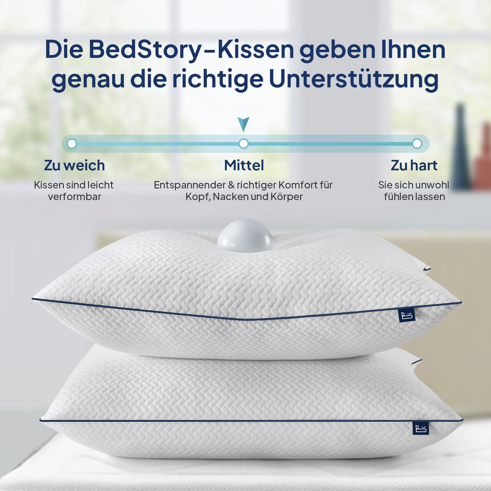 BedStory 80x80 Kopfkissen mit Verstellbarer Füllung | 1500g x2 Mikrofaser-Hotelkomfort | Oeko-TEX 100 Zertifiziert | Atmungsaktiv & maschinenwaschbar | Für Sofa+alle Schlafpositionen