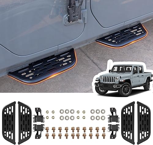 Estribos laterales compatibles con estribos Jeep Gladiator JT 2020-2023, barra Nerf de 4 puertas, repuesto para accesorios Jeep Wrangler 2020-2023