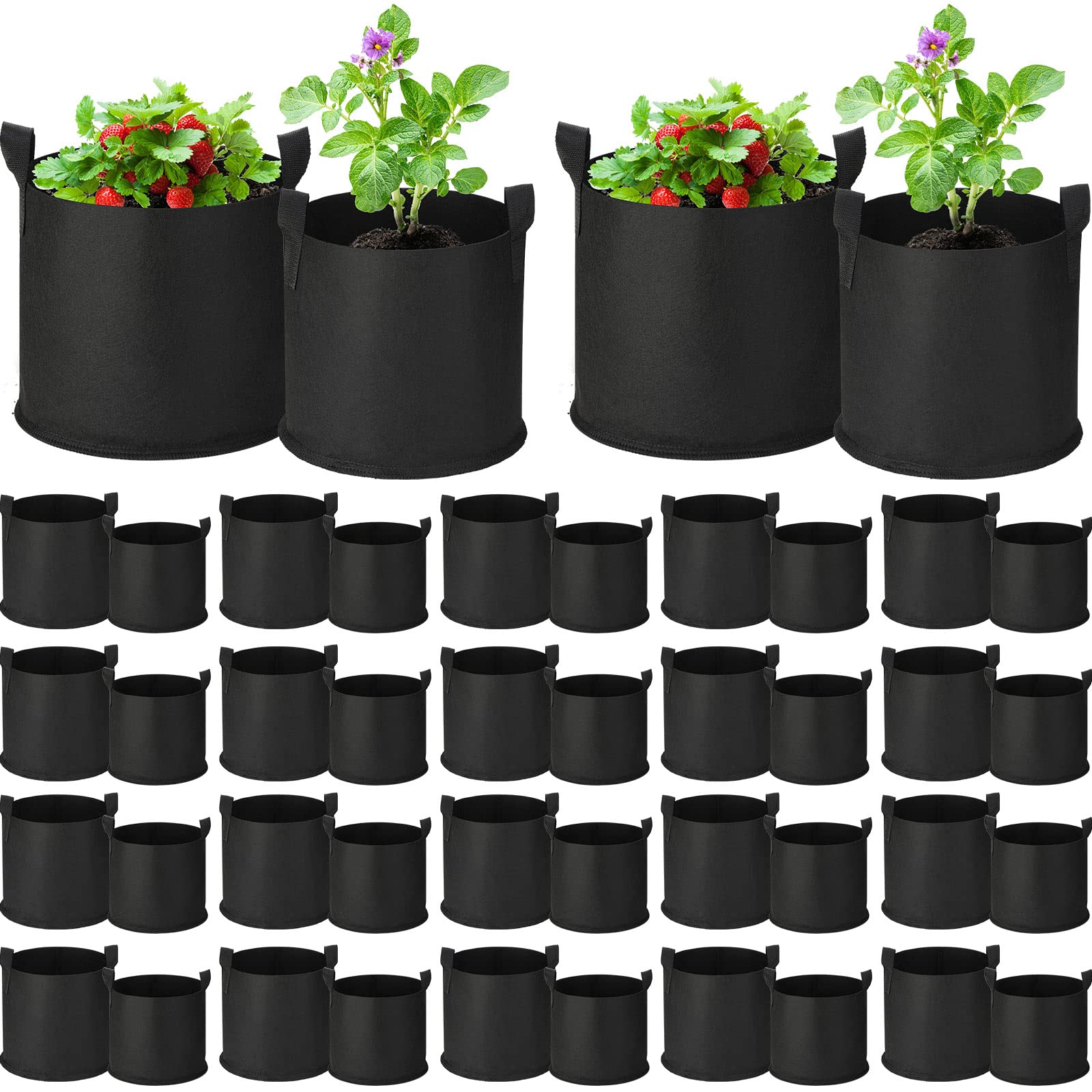Nuenen 50 Bolsas de Cultivo para Plantas de 3 Galones con Asas Macetas de Tela de Cultivo de Aireación Bolsa de Siembra No Tejida Saco de Plantas Engrosado Resistente para Jardín Verdura Flor Frutas