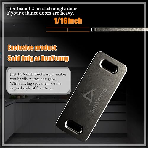 Miniatura 7 de Paquete de 4 cierres magnéticos para puerta, pestillo magnético de utilidad con adhesivo, imanes de puerta ultra finos para cajones, armarios,