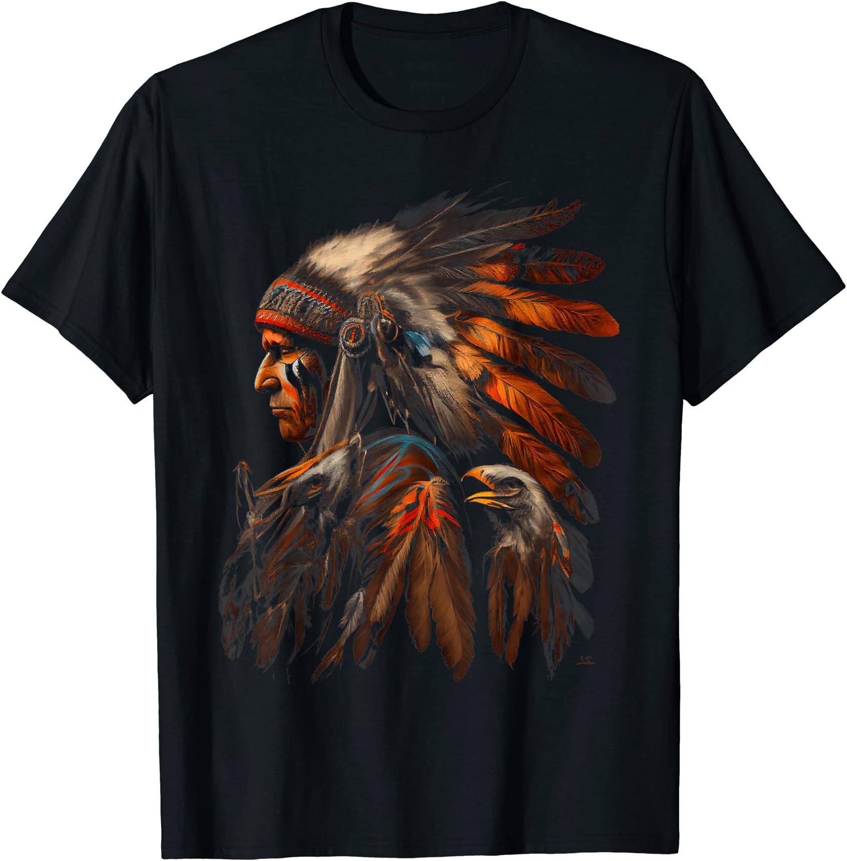 Graphic Tees Men Women Boys GirlsNative American Headdress Chief Eagle Feather Indigenous T-Shirt