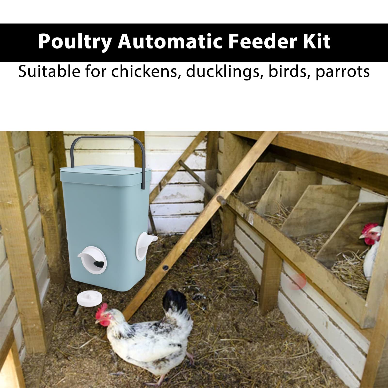 JEOZBM Juego de Comedero y Bebedero para Pollos, Bebedero Automático para Tazas de Pollo, Comederos para Aves de Corral, Dispensador de Agua para Pollo, Pato y Pavo