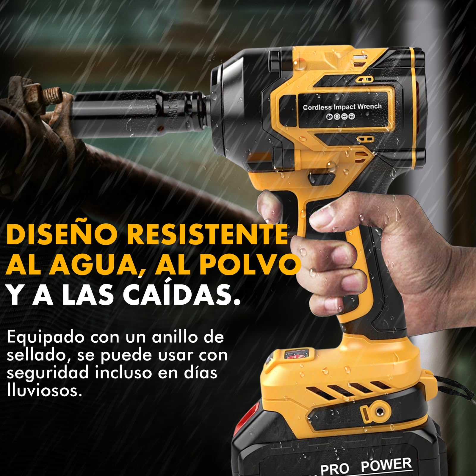 Pistola De Impacto Bateria, 650 Nm 1/2" Llave De Impacto Inalámbrica Sin Escobillas Con 2x4000mAH Baterías,6 Enchufes, 5 Velocidades Atornillador De Impacto Con Luz Led Para Auto,Camión,Césped