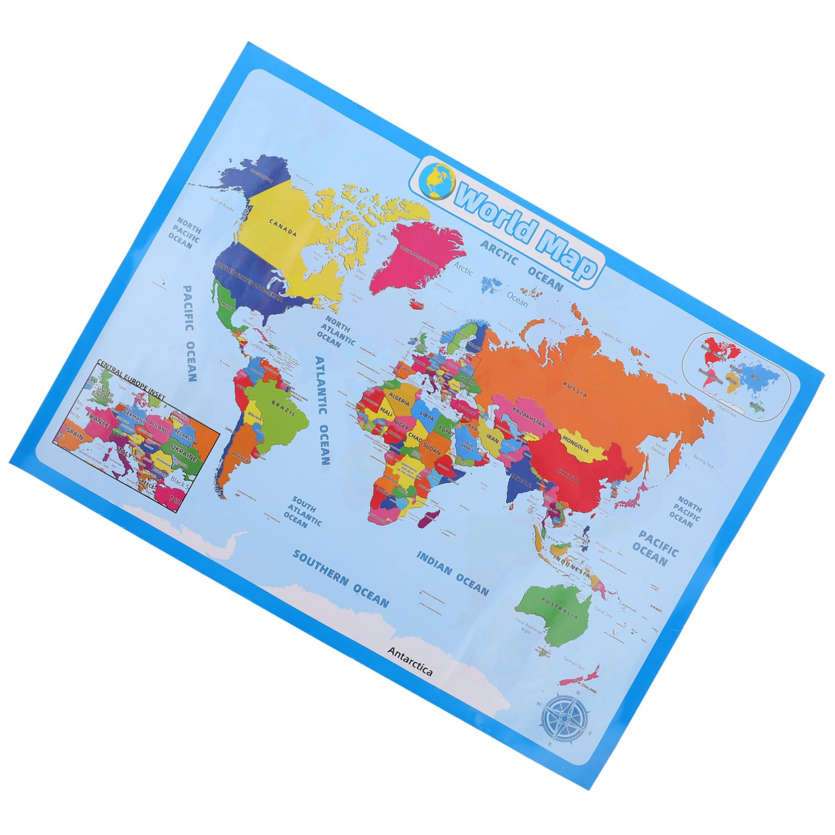 Tofficu 4blätter Weltkarte Poster Für Junge Mädchen Lernposter Zur Geografischen Bildung Leuchtende Farben Vielseitig Einsetzbar Für Vorschule Und Kinderzimmer Zufälliger Stil