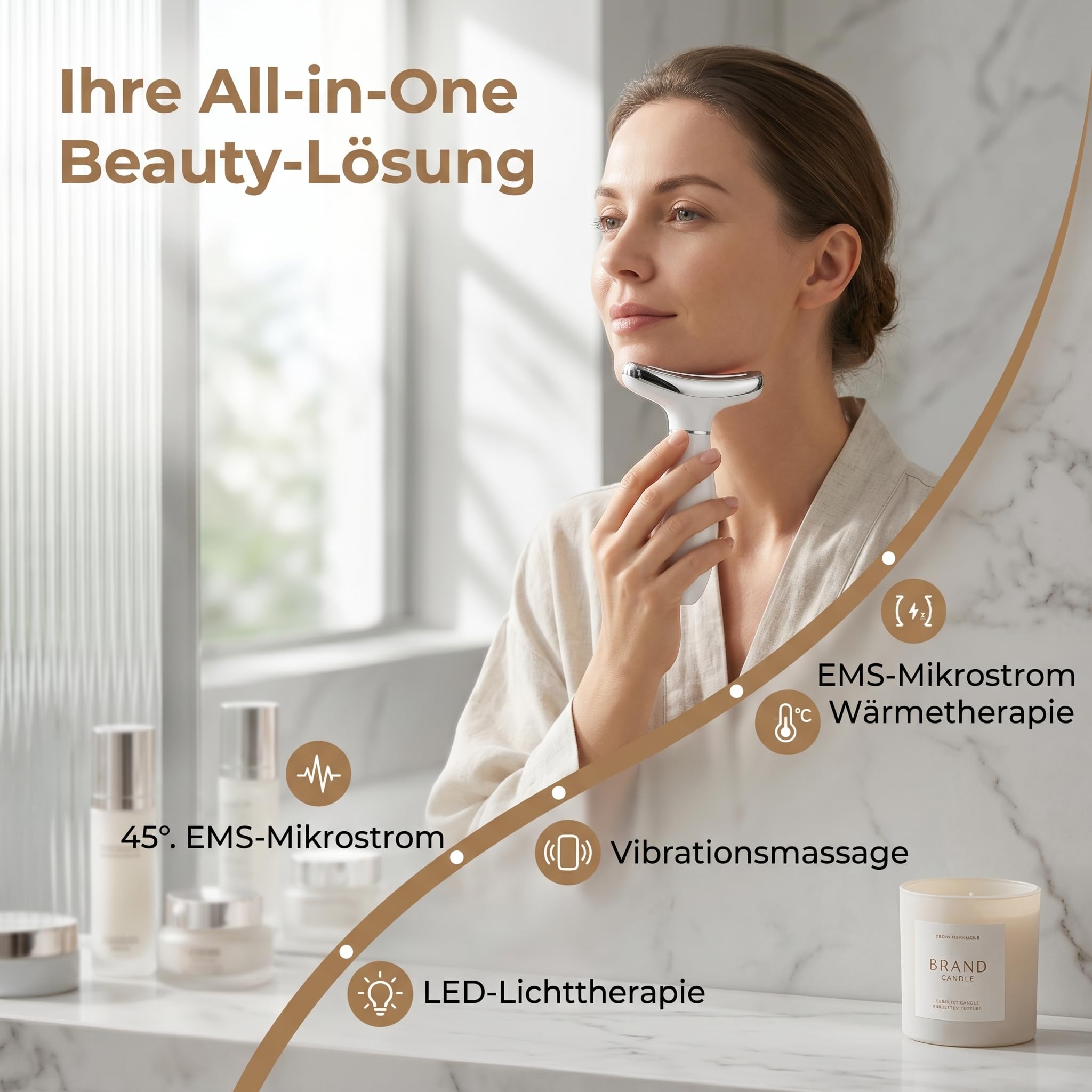 EMS-Style Gua Sha - Gesichtsmassagegerät Elektrisch mit Vibration & Wärme & Kalt, EMS Gerät Gesicht mit Rotlicht, Blau, Grün, Gesicht Lifting Falten-und Schwellungsreduzierung