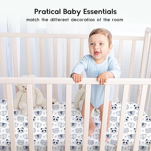 Miniatura 6 de Yoofoss Sábanas para cuna de bebé para niños y niñas, paquete de 2 sábanas bajeras para cuna estándar y colchón de niño pequeño, sábana de