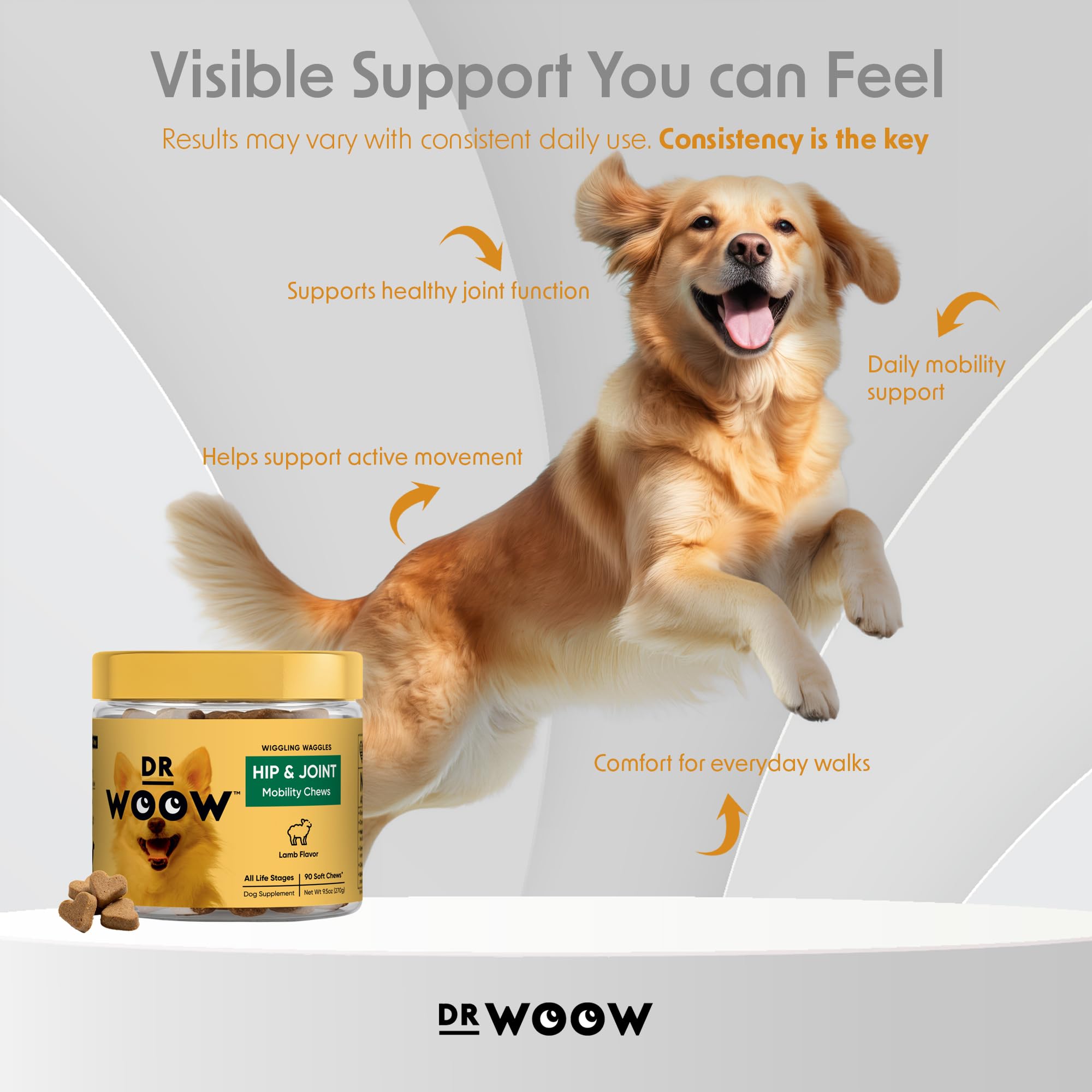 Hip & Joint Supplements for Dogs Soft Chews (90 CT) – Mobility Support + Joint Comfort & Flexibility – Glucosamine + MSM – Made in USA - image 3