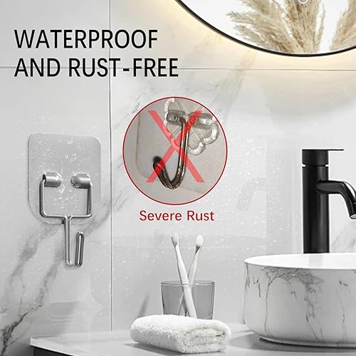 Miniatura 4 de Ganchos adhesivos, paquete de 5, ganchos para toallasabrigos para pared para baño o cocina (negro mate, acero inoxidable)