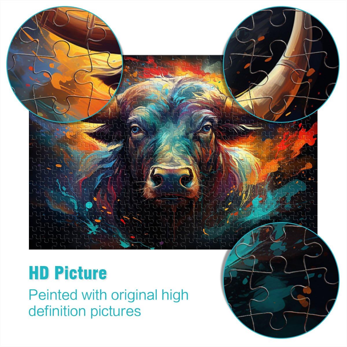Puzzle da 2000 pezzi per adulti Buffalo rompicapo puzzle con pezzi completamente ad incastro a forma casuale 70 x 100 cm per bambini di 14 anni