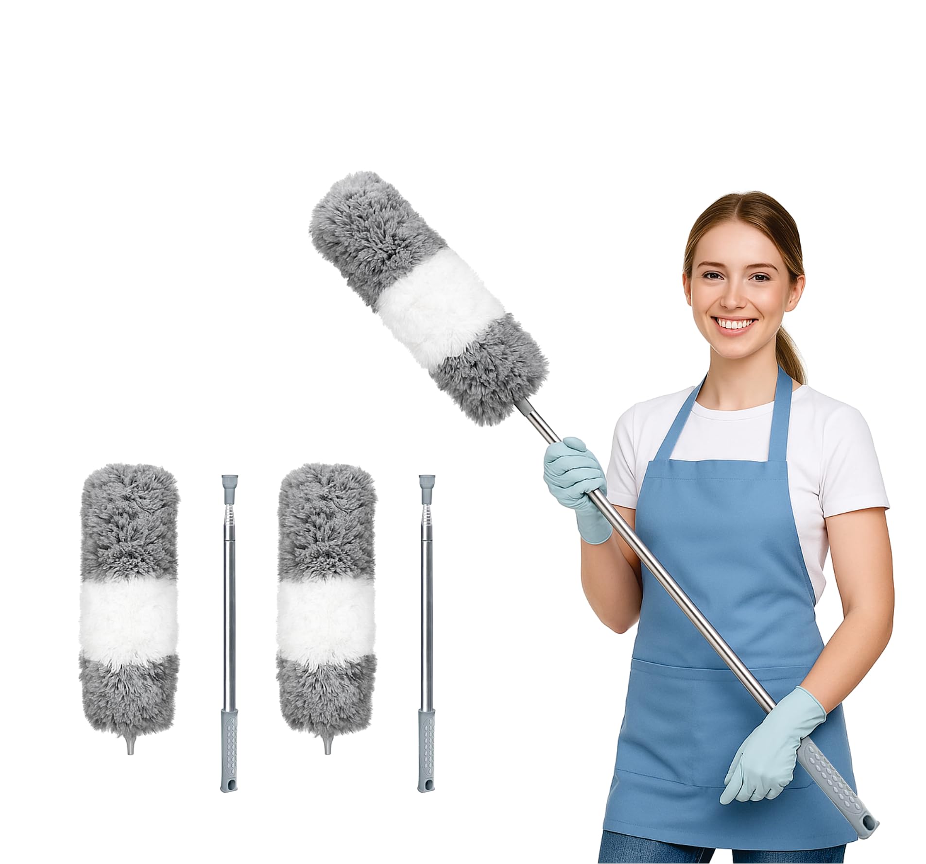 Microfiber Feather Duster Extendable 110 Inches Long Telescopic Pole Duster