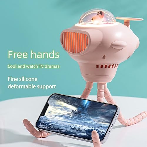 Miniatura 2 de Leogowr Ventilador portátil con pilas, ventilador flexible de pulpo con clip con 4 velocidades y ventilador giratorio de mano para asiento de