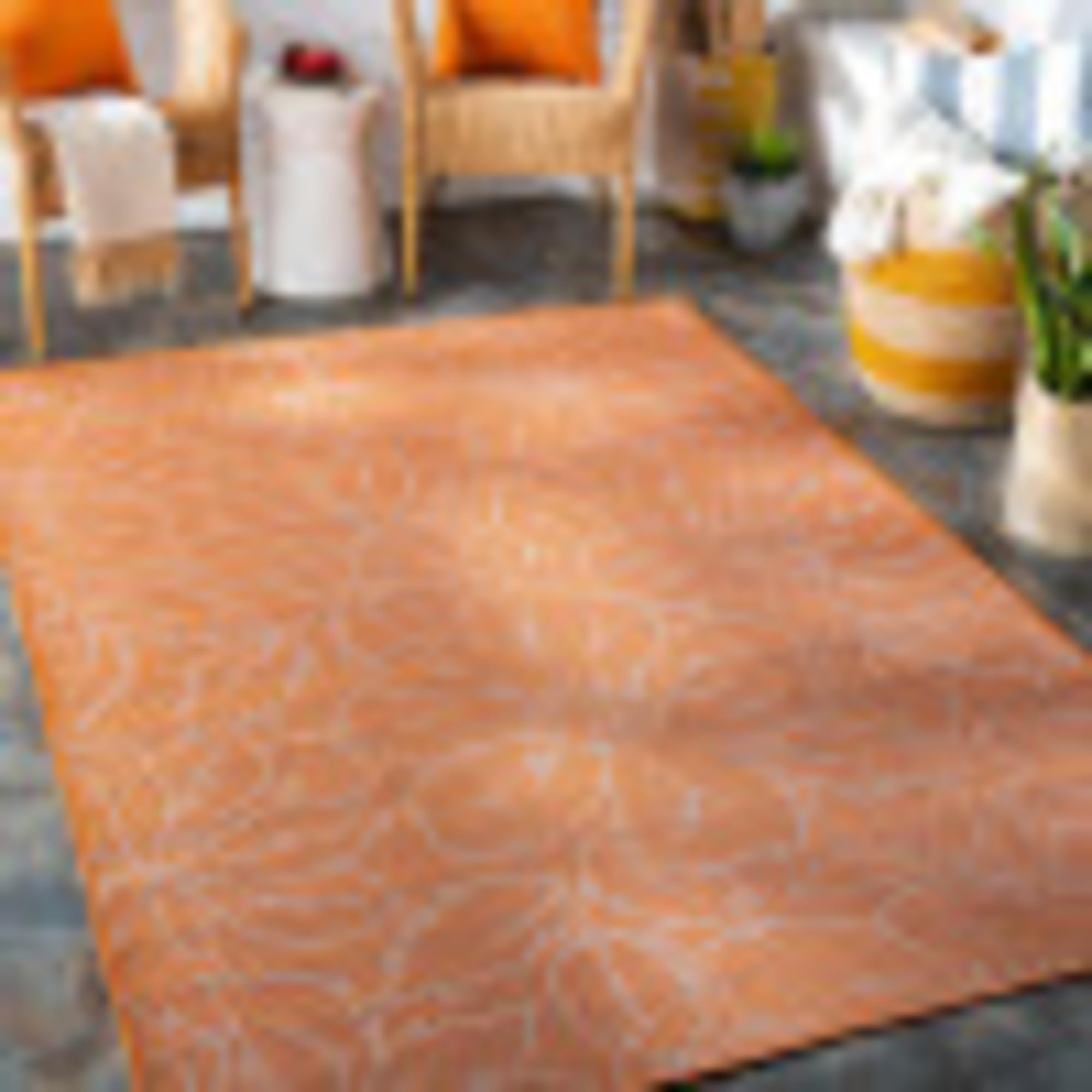 Artistic WeaversAgneta Outdoor Floral Area Rug, 7'8" x 10', Orange