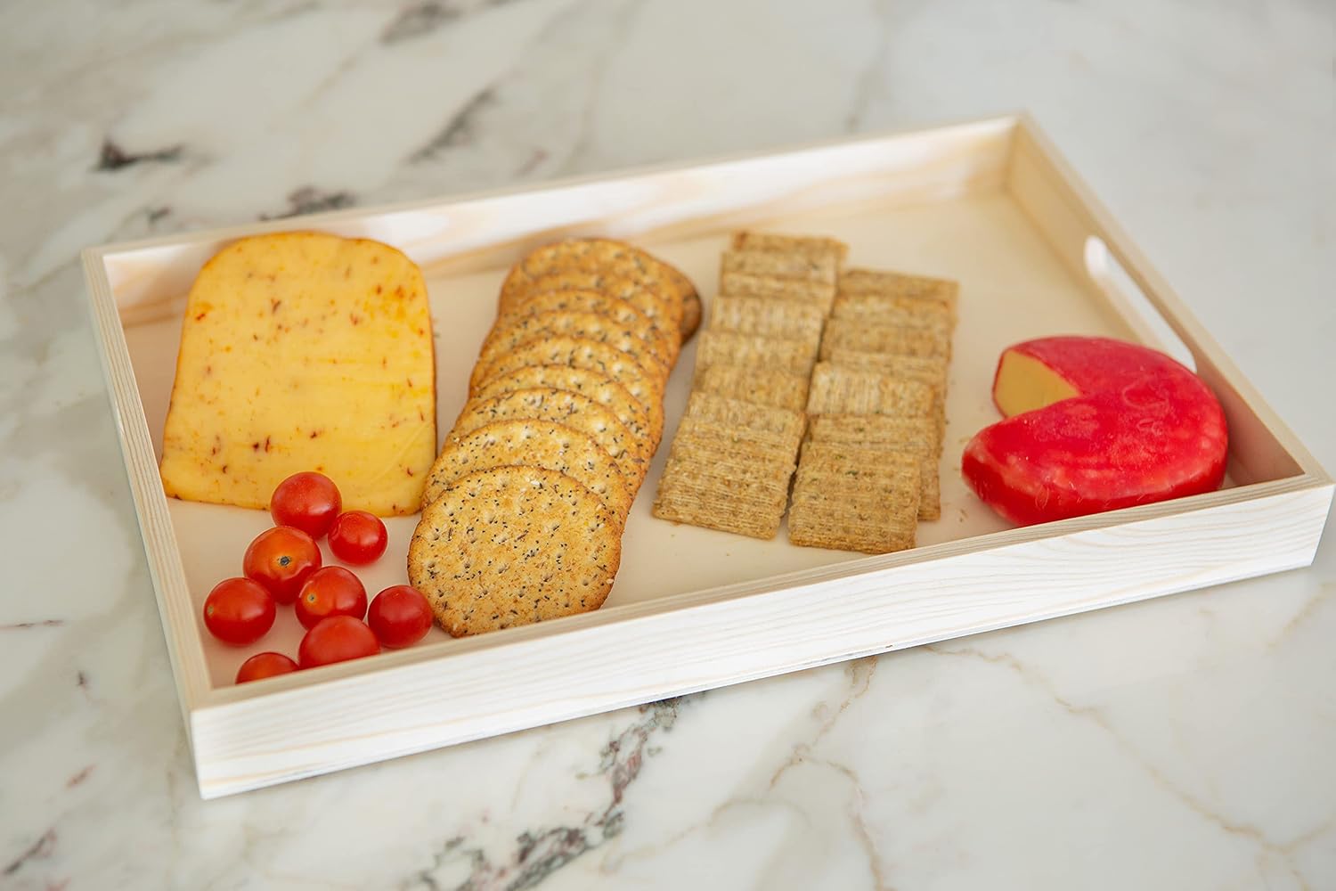 Wooden Tray/Wood Trays | Serving Tray with Handles, Unfinished Large/Small - Montessori Crafts, Decor, Paint Craft Crates, Food, Kitchen Coffee Set [Bandejas de Madera para Desayuno]…