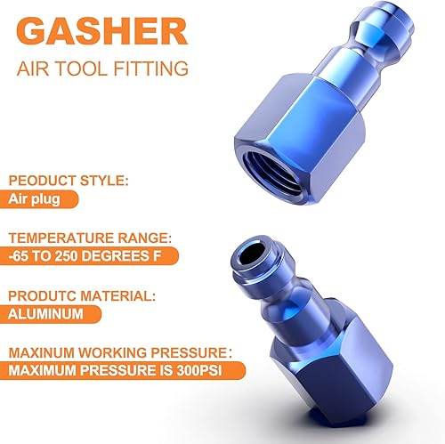 Vista 38 de GASHER 10PCS 1/2-Inch NPT hembra Industrial Air Tool Fitting, 1/2 pulgada de alto flujo neumáticos presión máxima de trabajo 300PSI