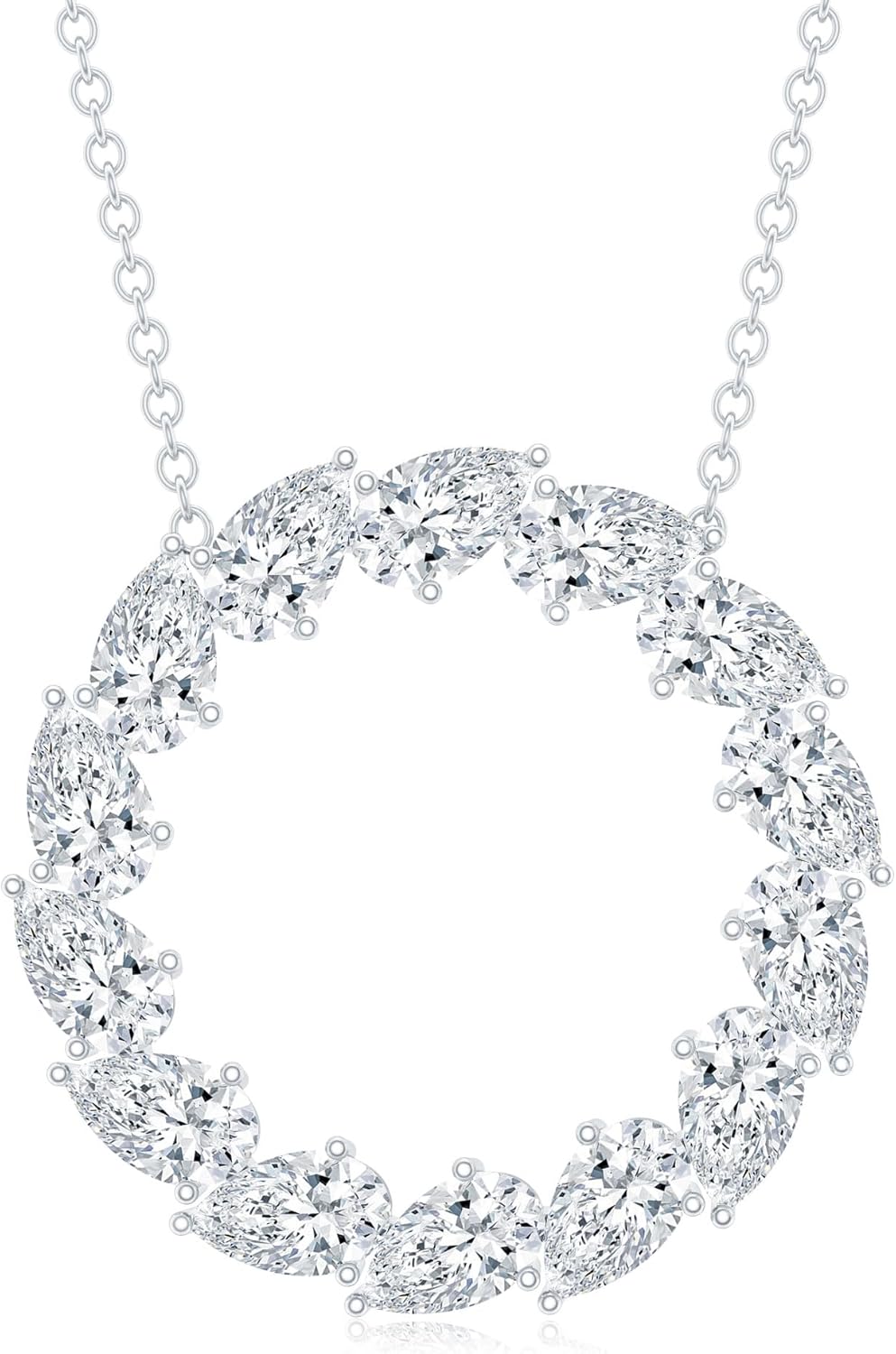 Certified 2.6 Carat Moissanite Eternity Necklace in Silver, D-Vs1 Quality, Moissanite Circle Necklace - Gift For Women - Image 11