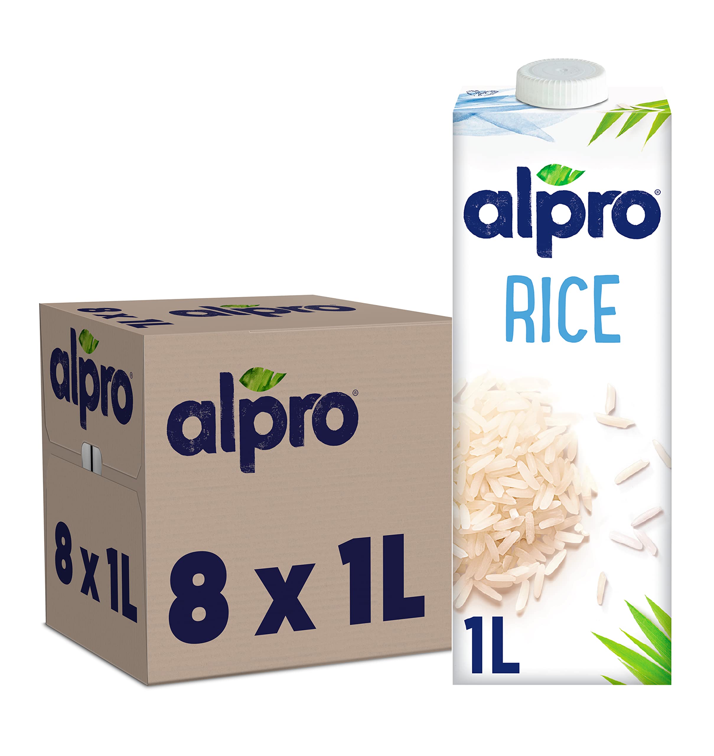 Alpro Rice Plant-Based Long Life Drink, Vegan & Dairy Free, 1L (Pack of 8)