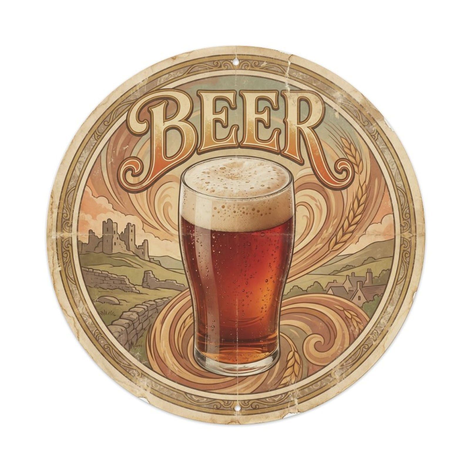 Craft Brewery Beer Mug Irish Culture Vintage Travel Metal Tin Sign