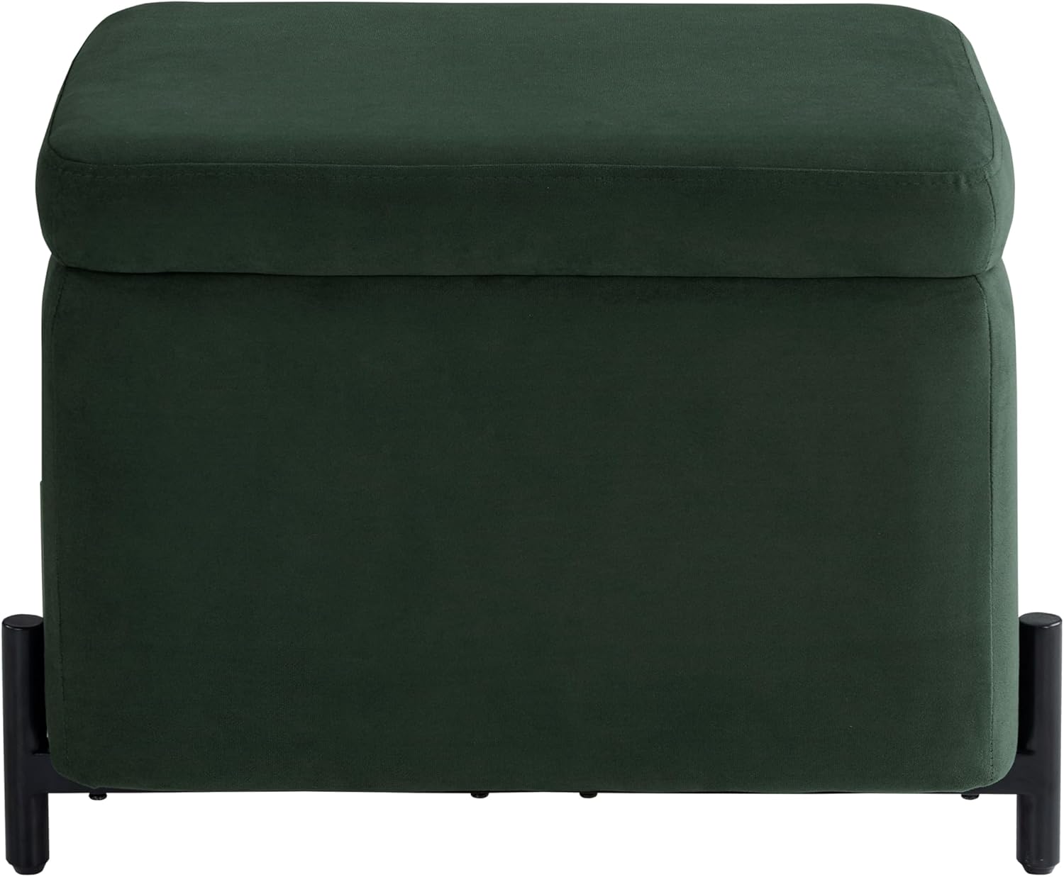 Studio Living Connor 24” Small Storage Ottoman with Reversible Tray Lid, Velvet Upholstered Footrest & Accent Bench, Hidden Storage, Metal Legs, Modern Boho Design, Green