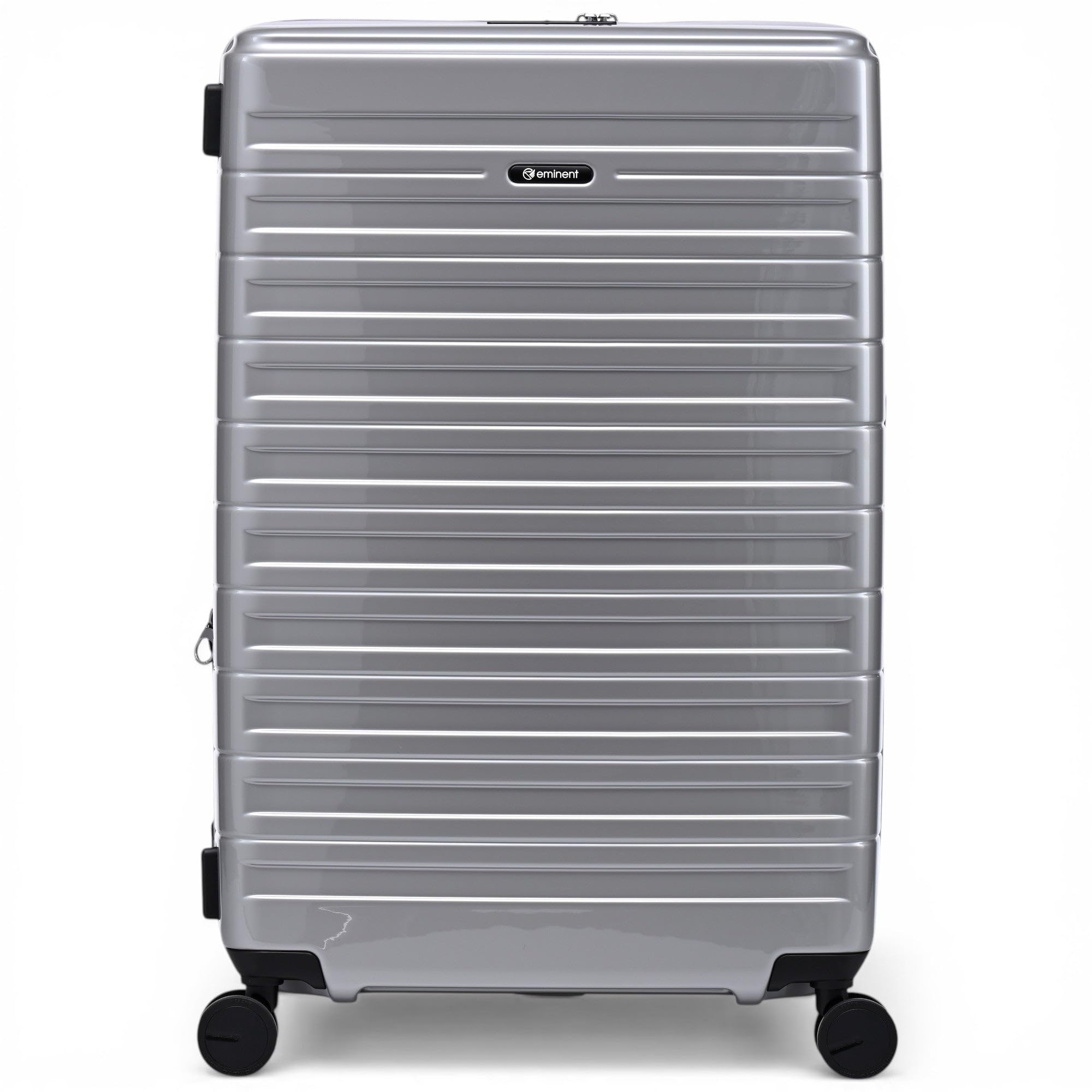 Eminent Voyager Walizka Duża XL Twarda, Bagaż Rejestrowany Trolley | Walizka duża XL, 4,4 kg, 112L, 158 cm, rejestrowany 23 kg, rozszerzana 77x51x30/34, zamek TSA, 4 kółka, Srebrny