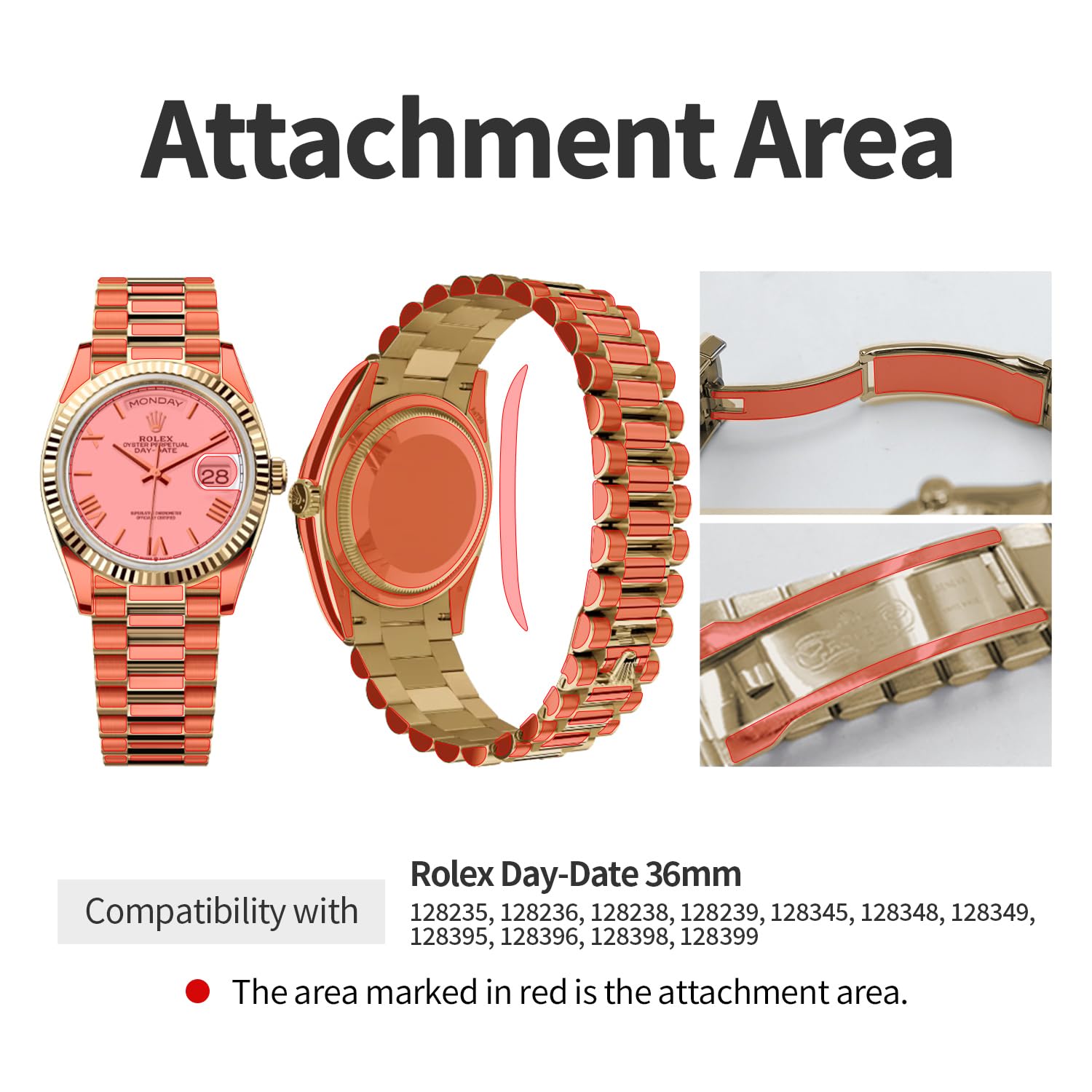 skoko [1 set completo] Pellicola protettiva per carrozzeria compatibile con Rolex Day-Date 36 mm Ref. 128235 128236 128238 128239 128345 128348 128349 128395 128396 128398 128398 1288 399, Lucido